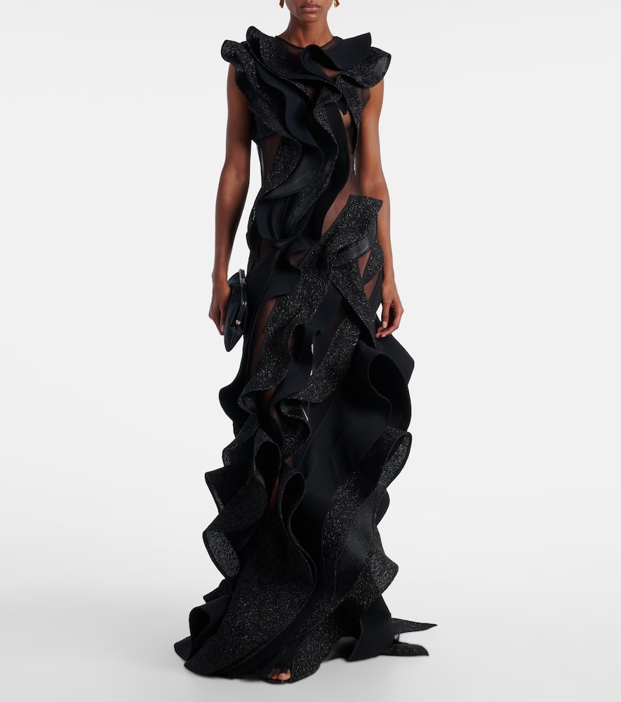 Ellipsoid Wave ruffled gown