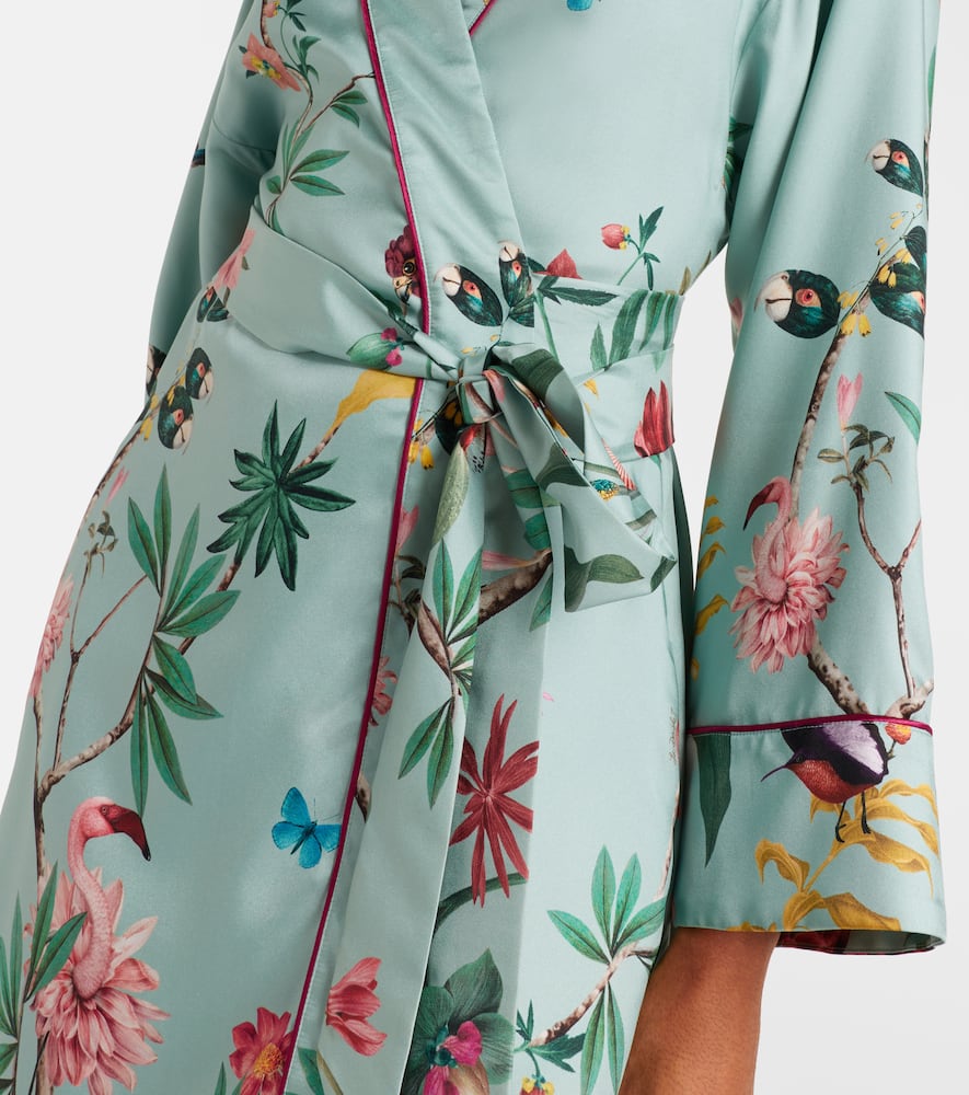 Midnight floral silk wrap dress