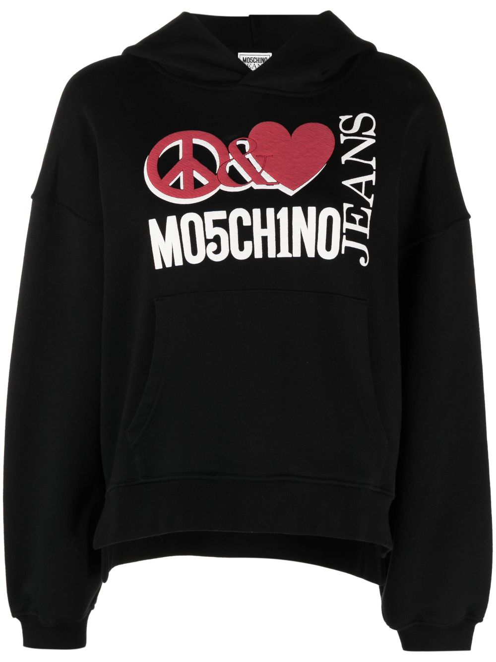 Logo print oversized hoodie - Black