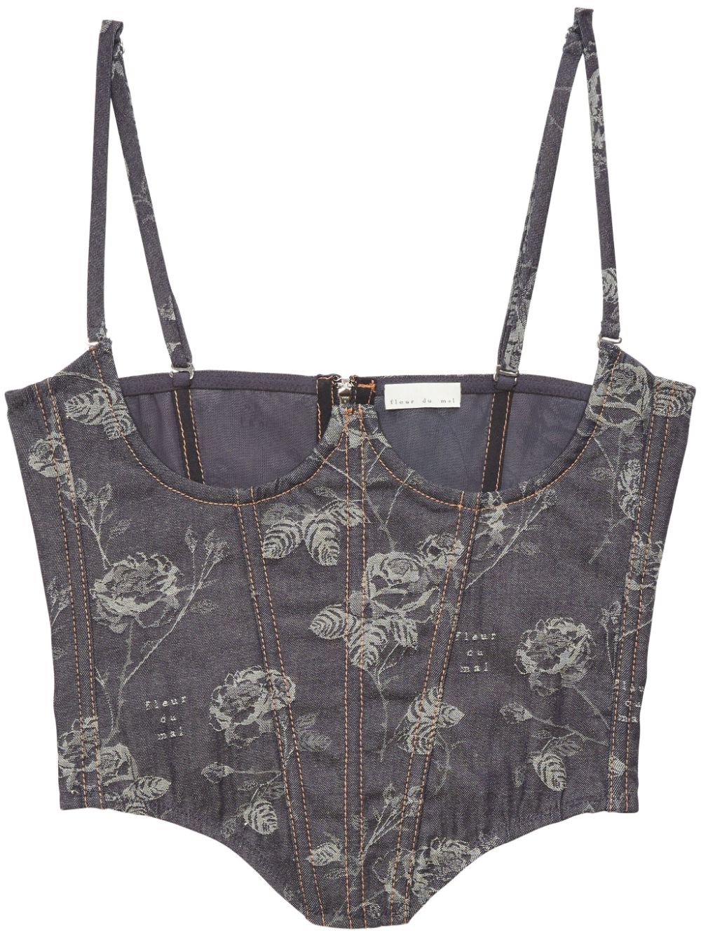 No cup jacquard bustier - Blue