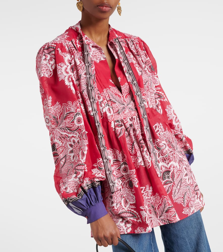 Printed cotton and silk blouse