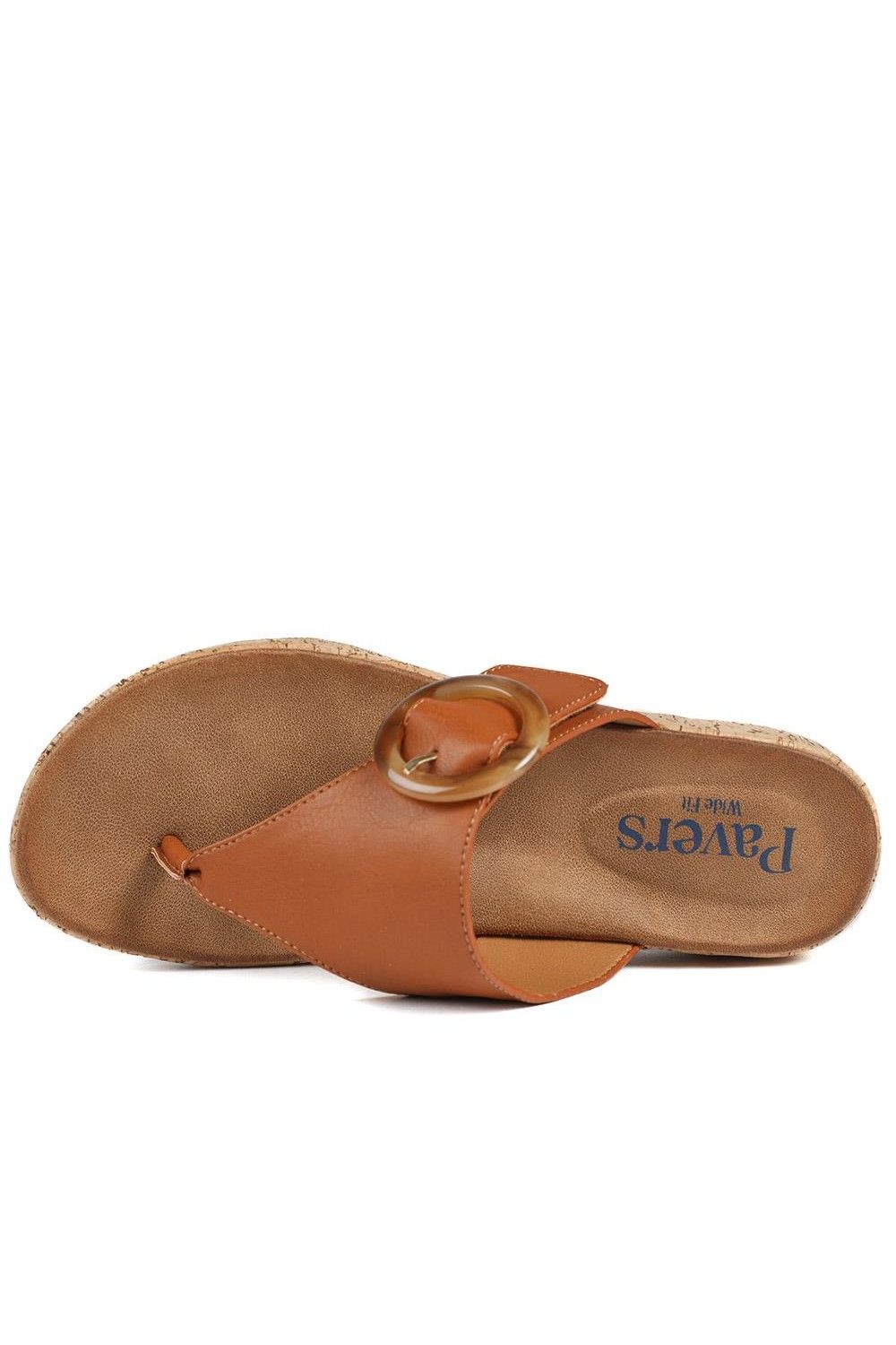 Pavers Women's Wide Fit Comfort Toe Post Sandals in Tan