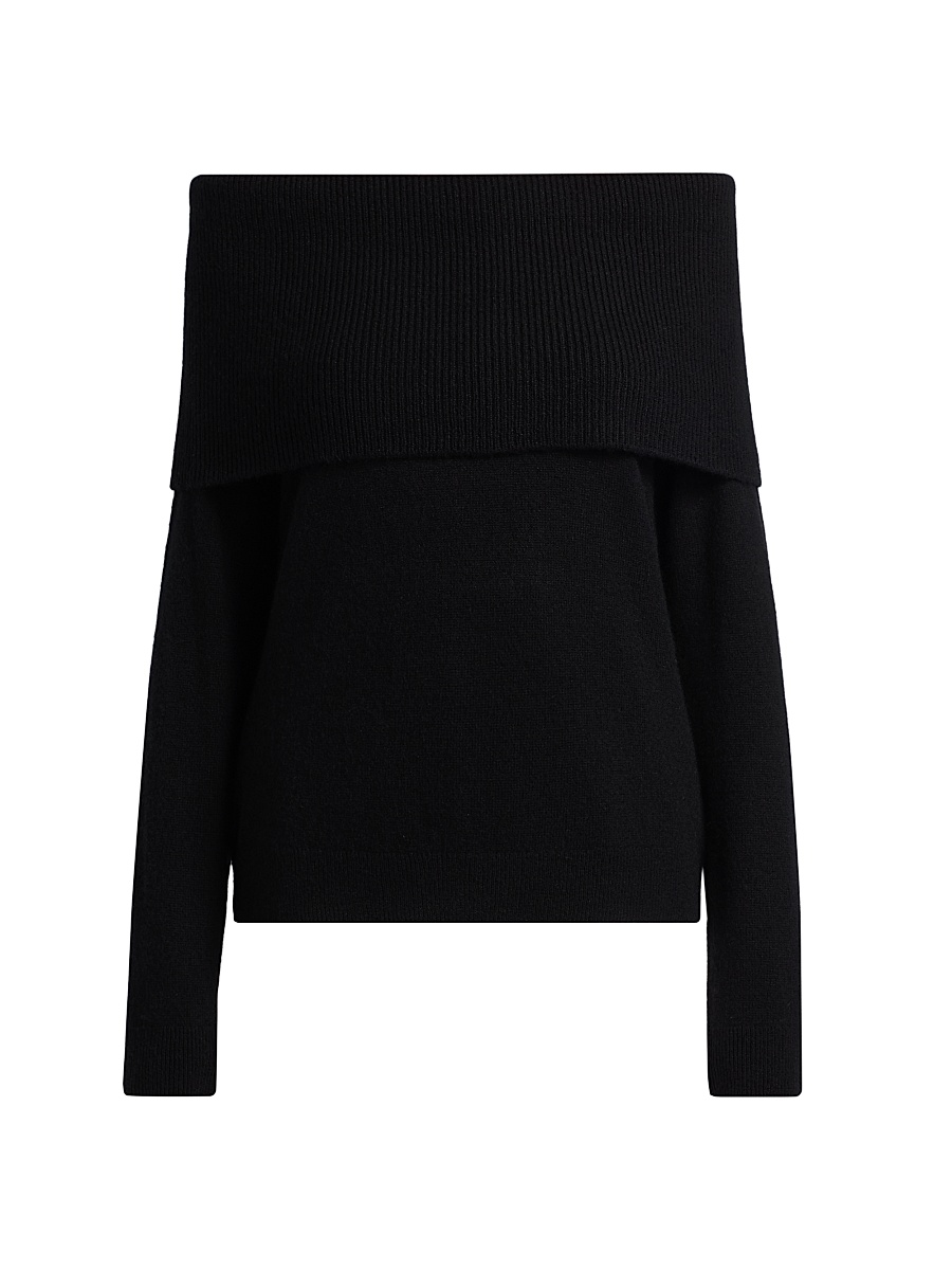 Women's Cashmere Off-The-Shoulder Sweater - Black