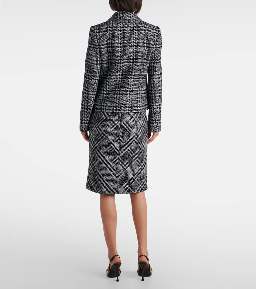 Checked wool, silk, and llama-blend jacket