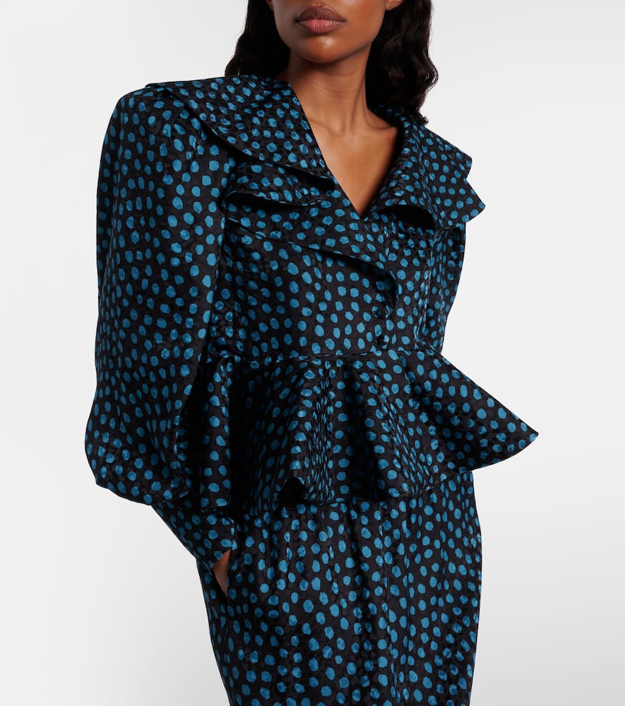 Chloé Polka-dot peplum silk jacquard top