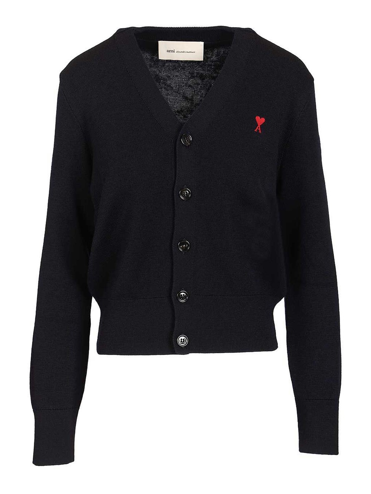 Ami Paris - wool cardigan long sleeves ribbed hem cuff