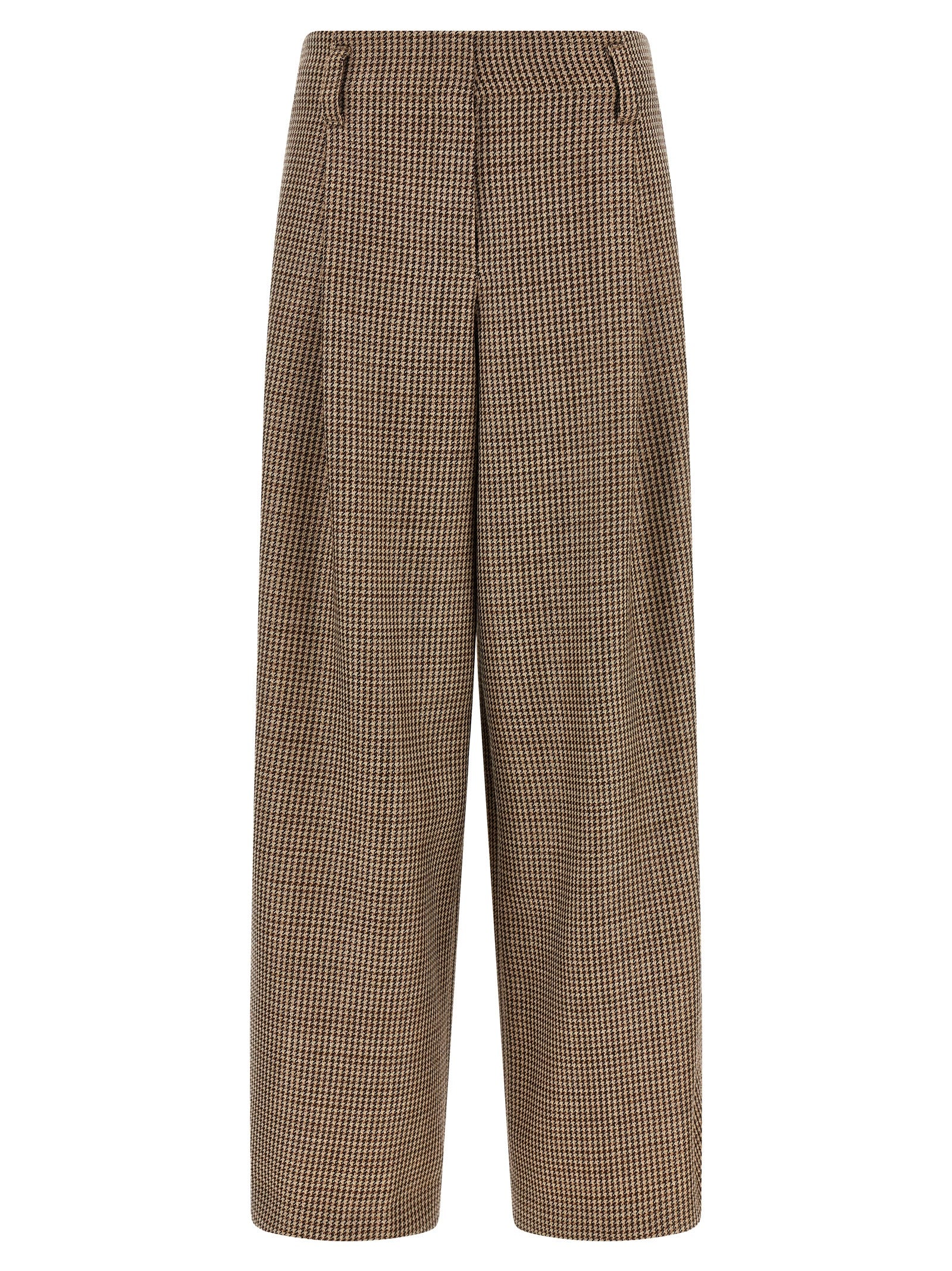 Virgin Wool Prince of Wales Trousers — Brown