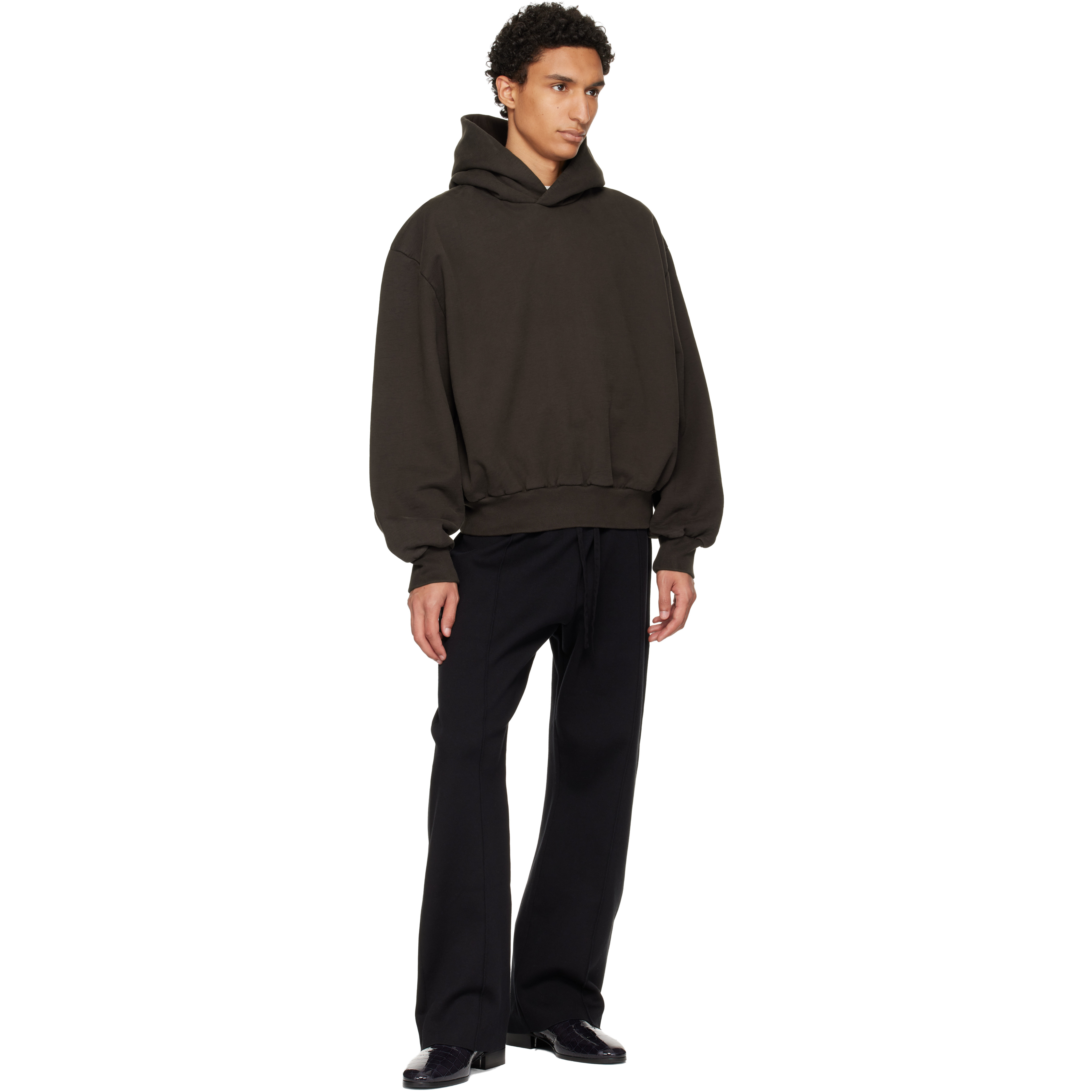 Black Double Knit Flared Jogging Trousers