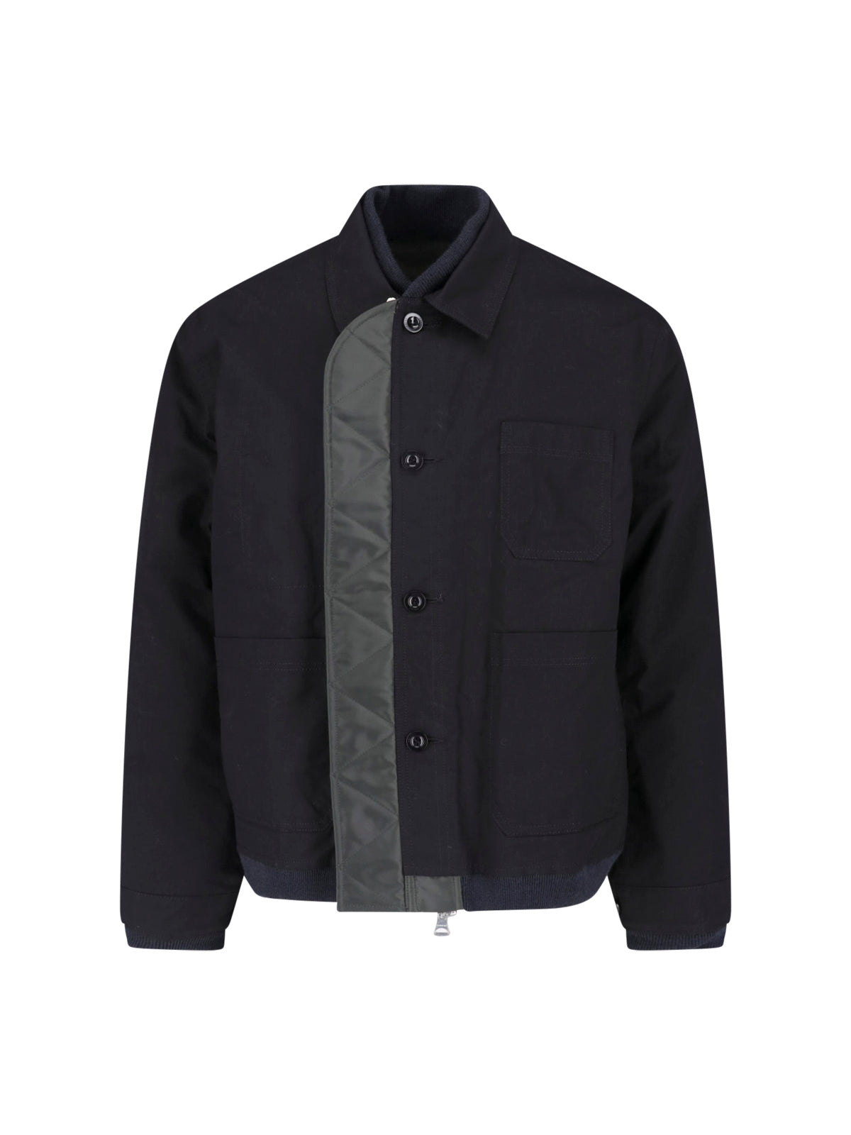 Technical Nylon, Wool & Acrylic Panel Jacket