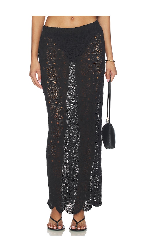 & Reckless Laurenne Crochet Midaxi Skirt in Black. - S also in XS, M, L, XL/1X