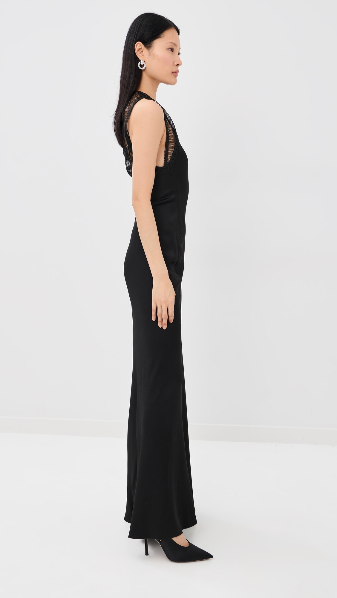 Mesh Detail Gown Black