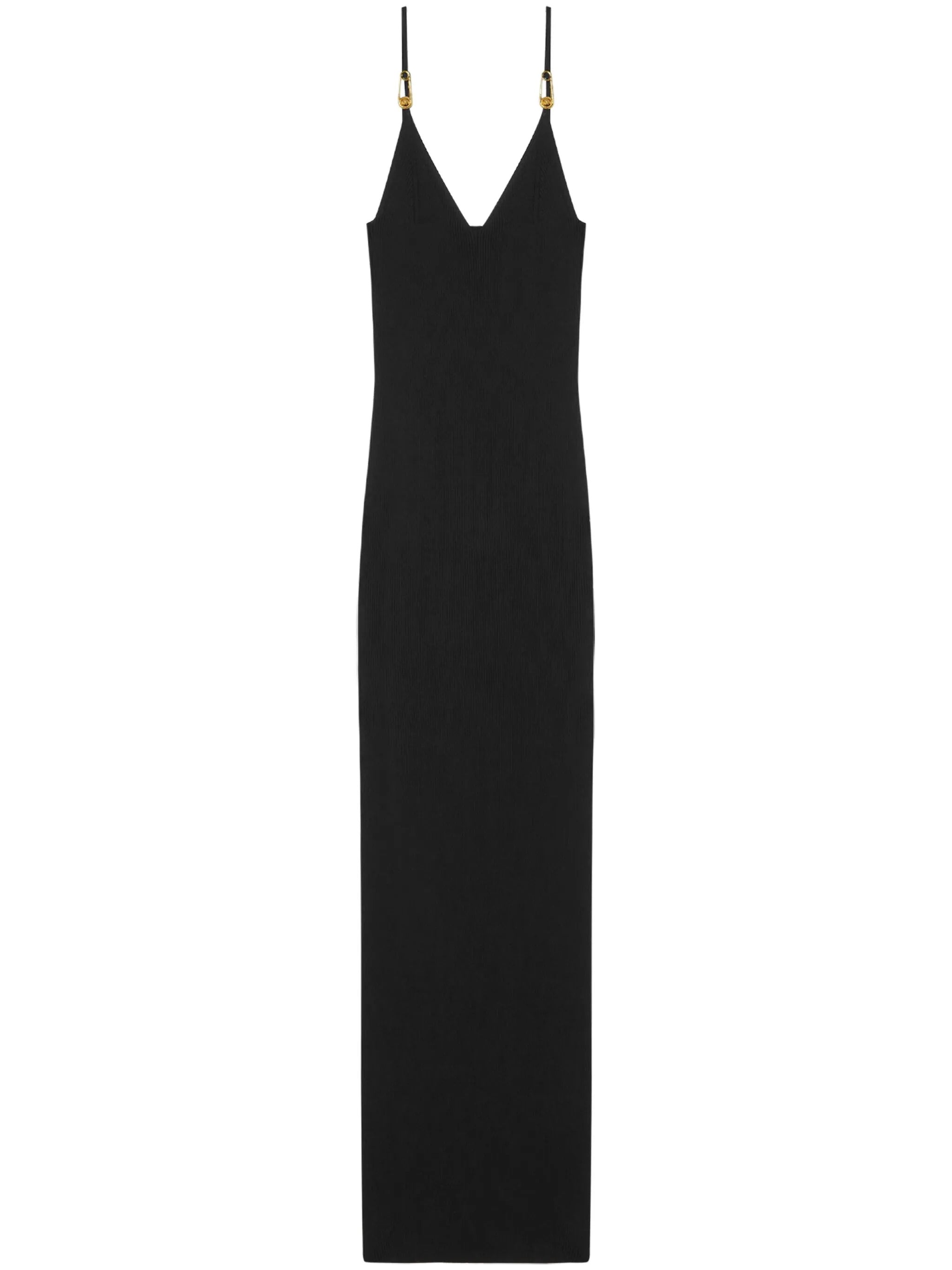 Safety Pin Hardware V-Neck Sleeveless Dress