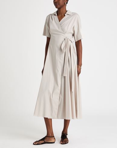 Woman Maxi dress Grey Size 6 Cotton, Polyamide, Elastane