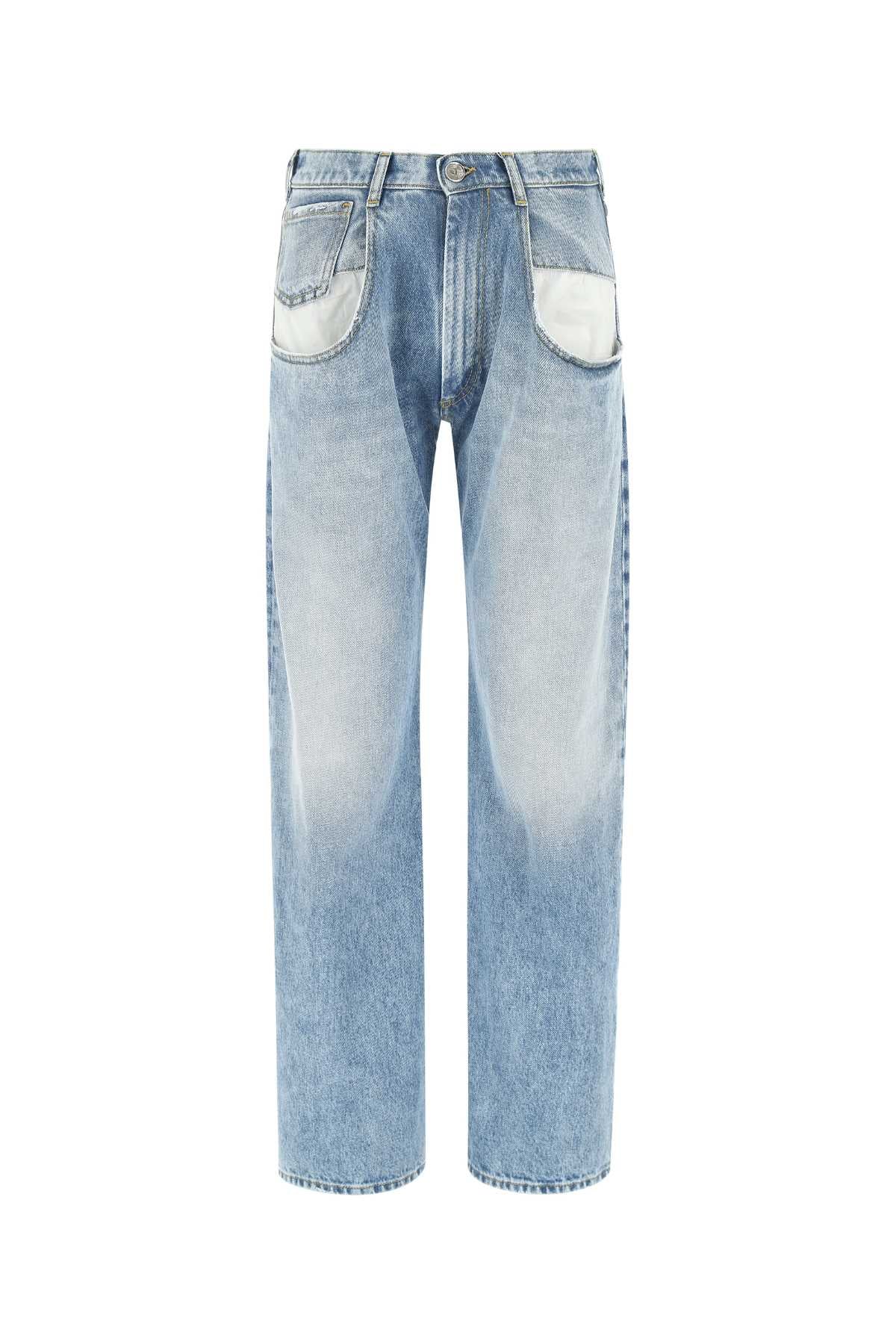 Colorblock Denim Jeans — Blue