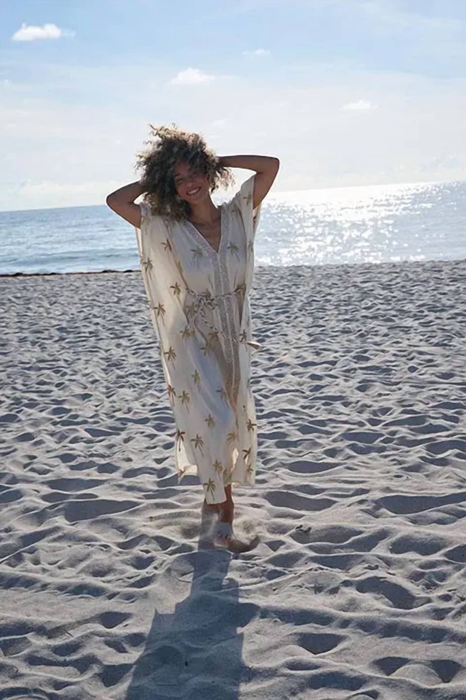 Goldie Kaftan Maxi Dress In Beige