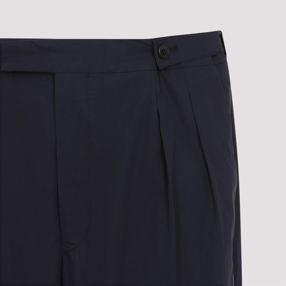 Blue Cotton Popeline Pants