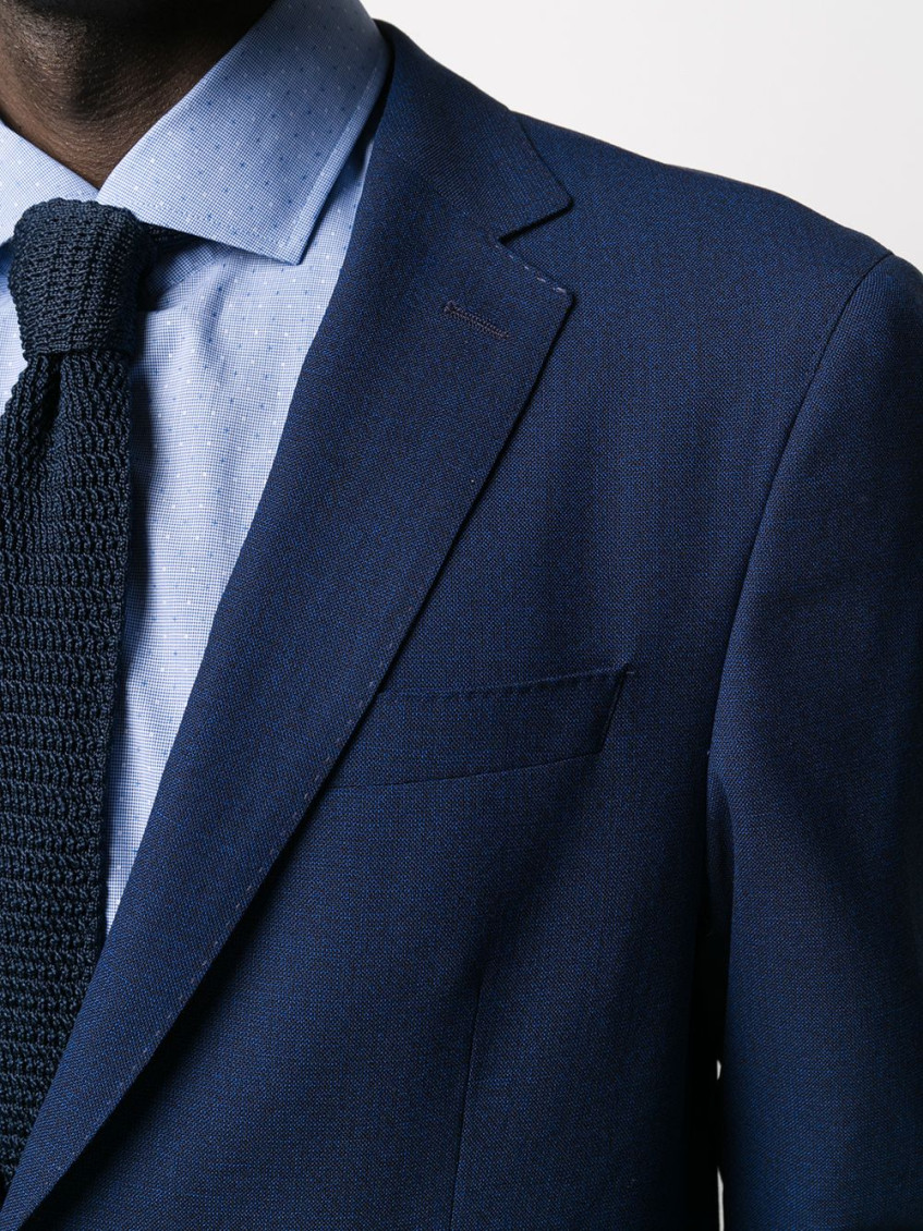 Blue Virgin wool single-breasted two-piece suit