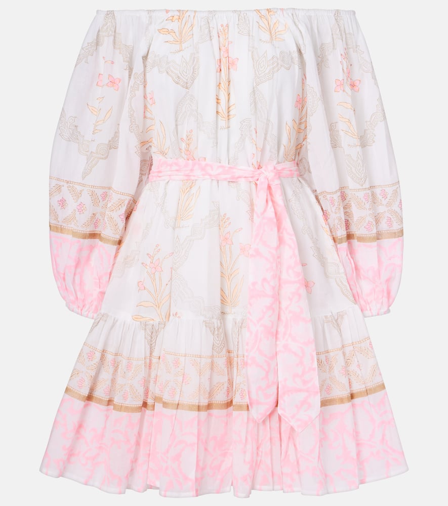 Printed off-shoulder cotton minidress