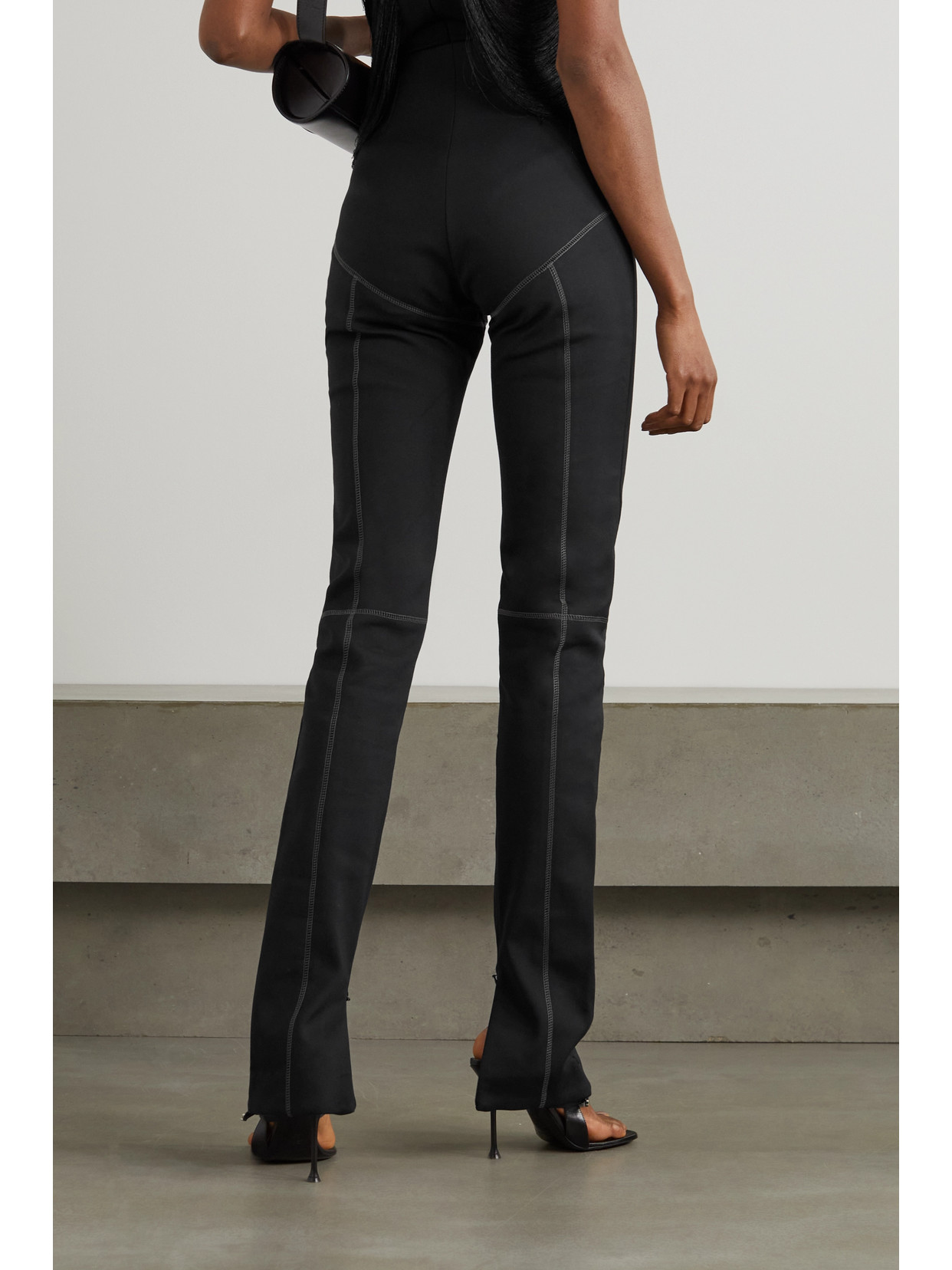 Paneled Stretch-scuba Skinny Pants - Black