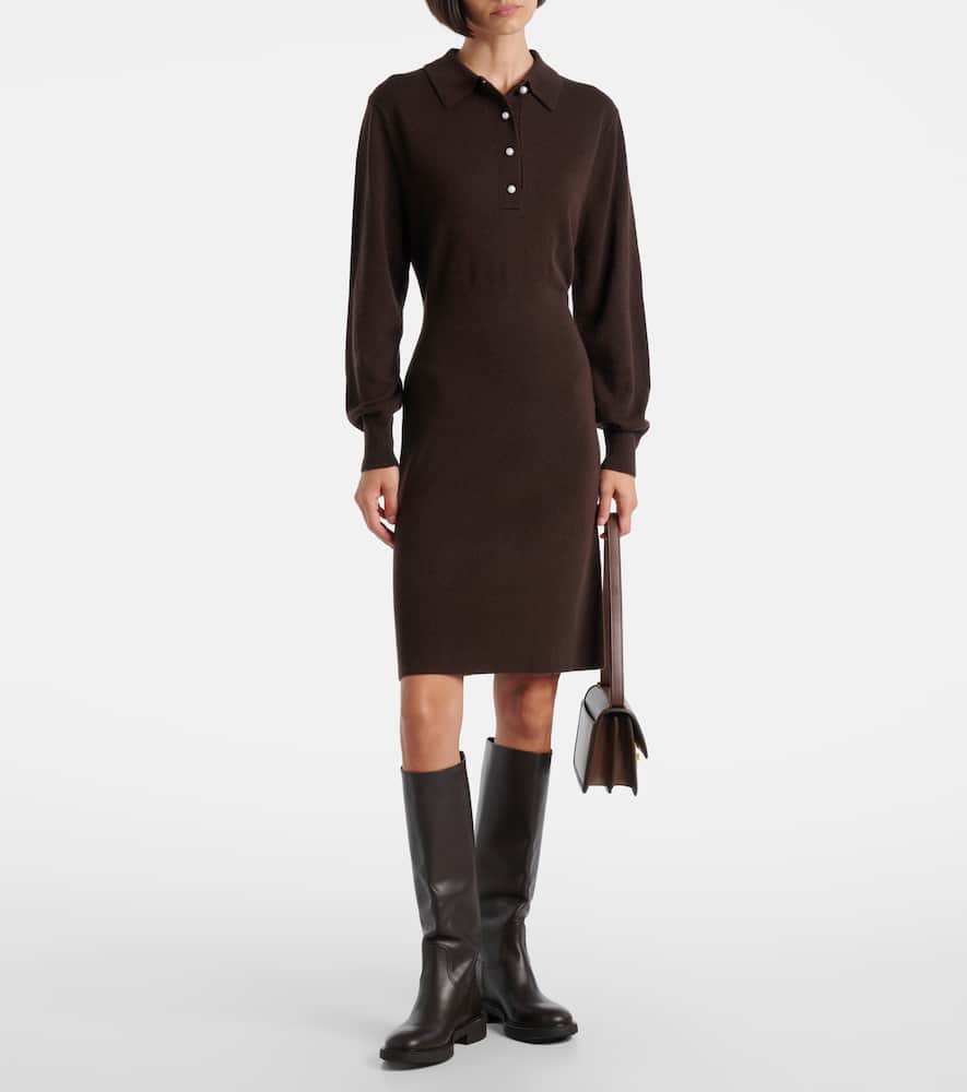 Knitted wool and cashmere polo dress