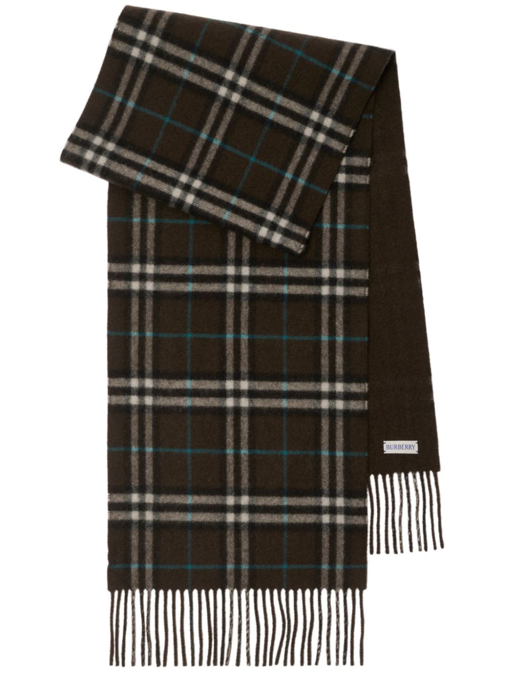 Reversible Check Cashmere Scarf - Brown