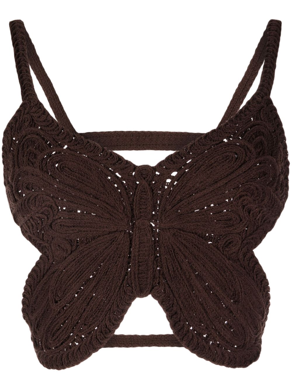 Butterfly crochet cropped top - Brown