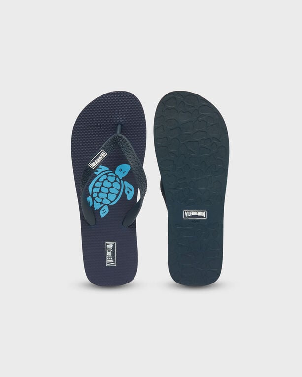 Men Beach Flip Flops Turtle - Cha - Copp - Blue