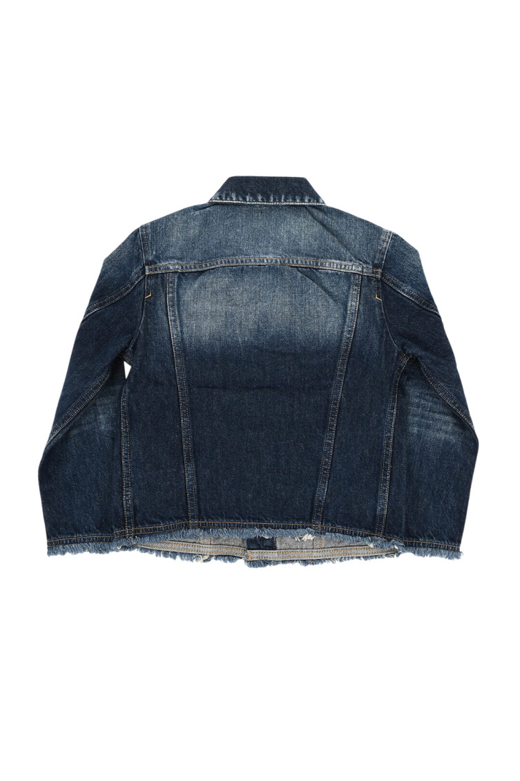 Kids Navy Blue Solid Jacket