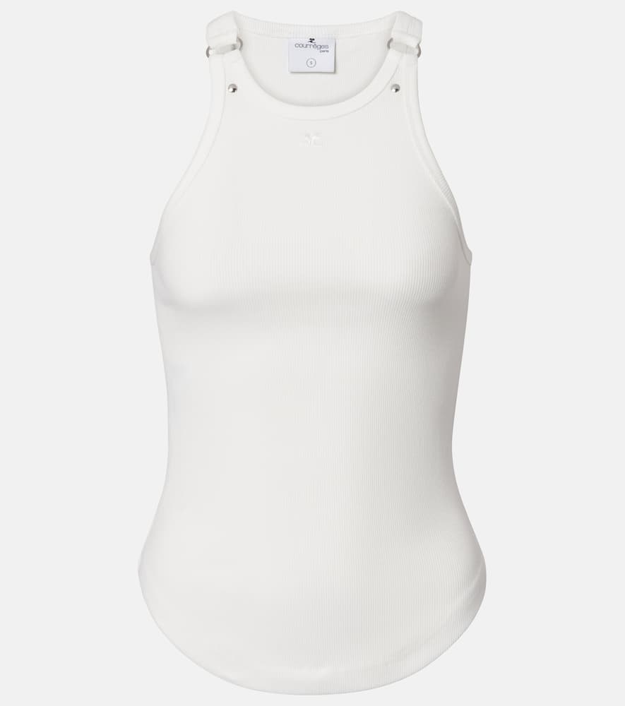 Courrèges Buckle 90's ribbed-knit cotton tank top