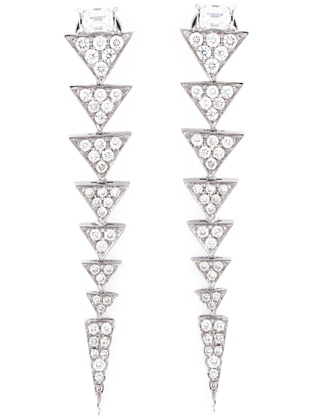 Long triangle drop diamond earrings - Metallic