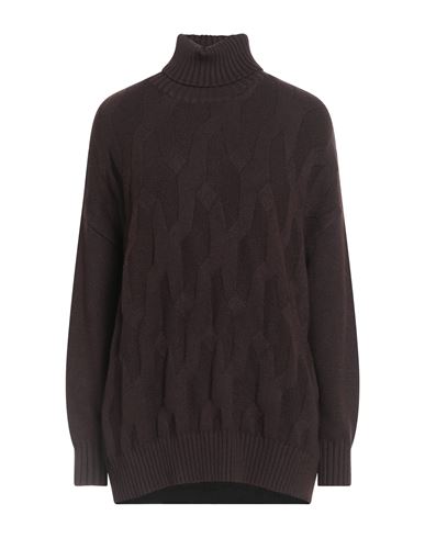 Woman Turtleneck Chocolate brown Size XL Viscose, Polyester, Polyamide