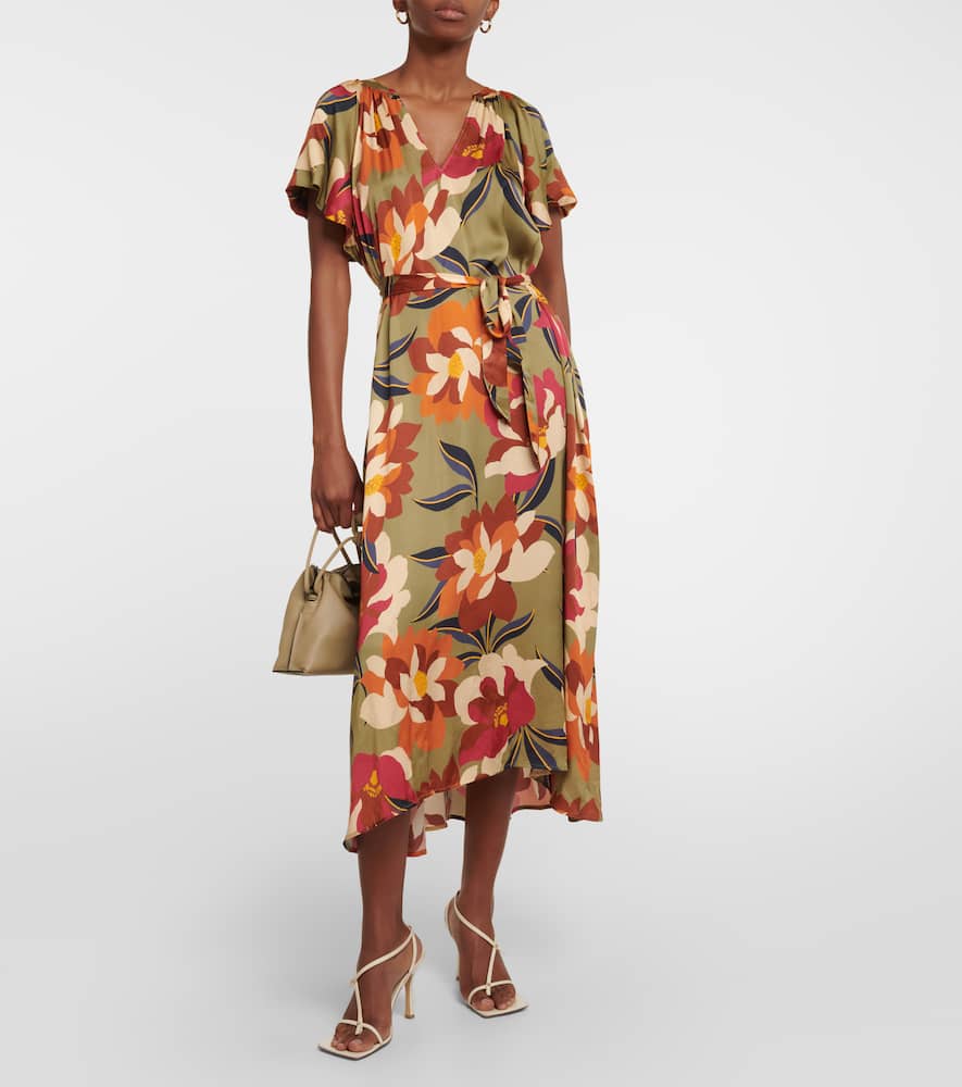 Velvet Francie printed satin midi dress