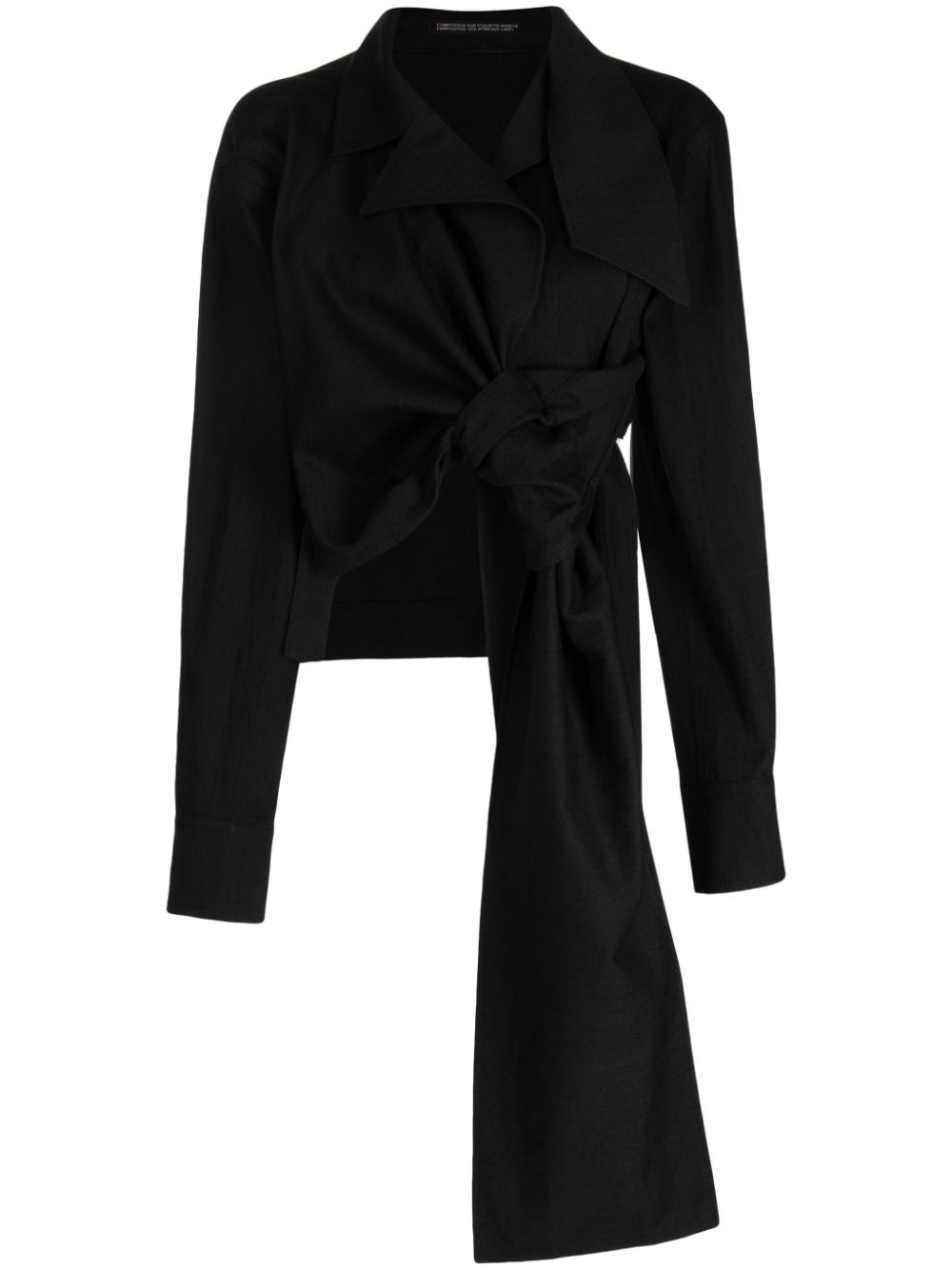 Gathered cropped cotton jacket - Black