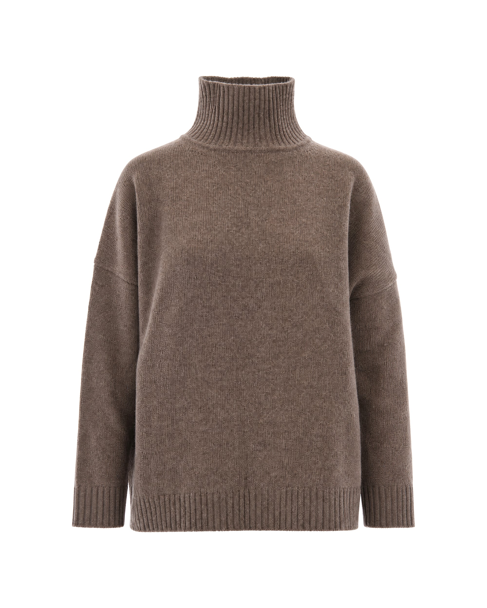 Virgin Wool Turtleneck Sweater — Brown