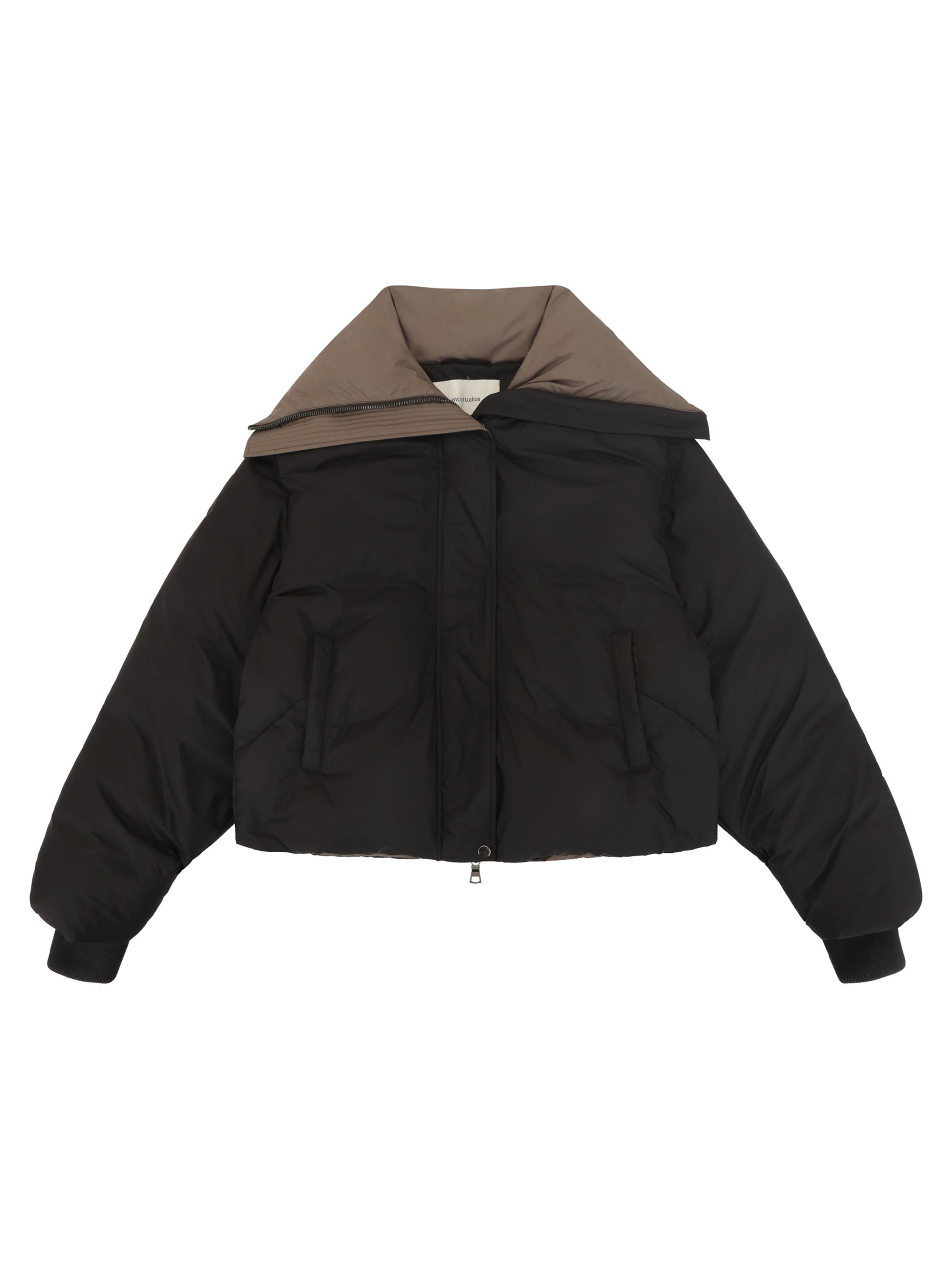 Contrast Collar Zip-Up Jacket with Ribbed Cuffs and Side Pockets