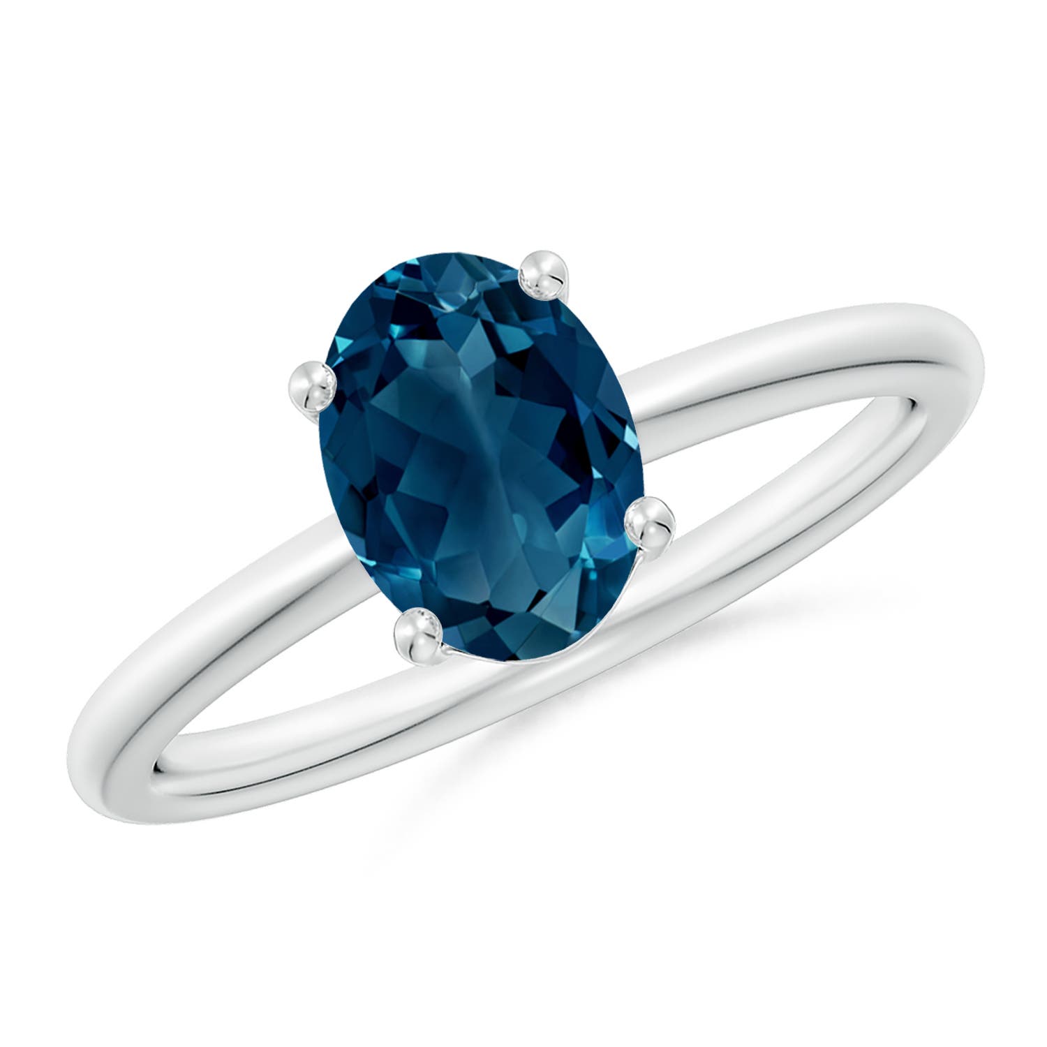 Angara 1.5 Carats Classic Solitaire Oval London Blue Topaz Promise Ring in Silver