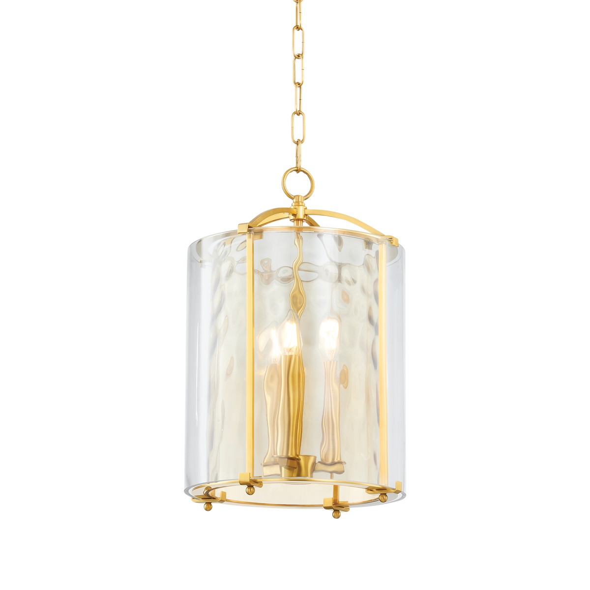 Aged Brass Three Light Lantern from the Ramsey Collection