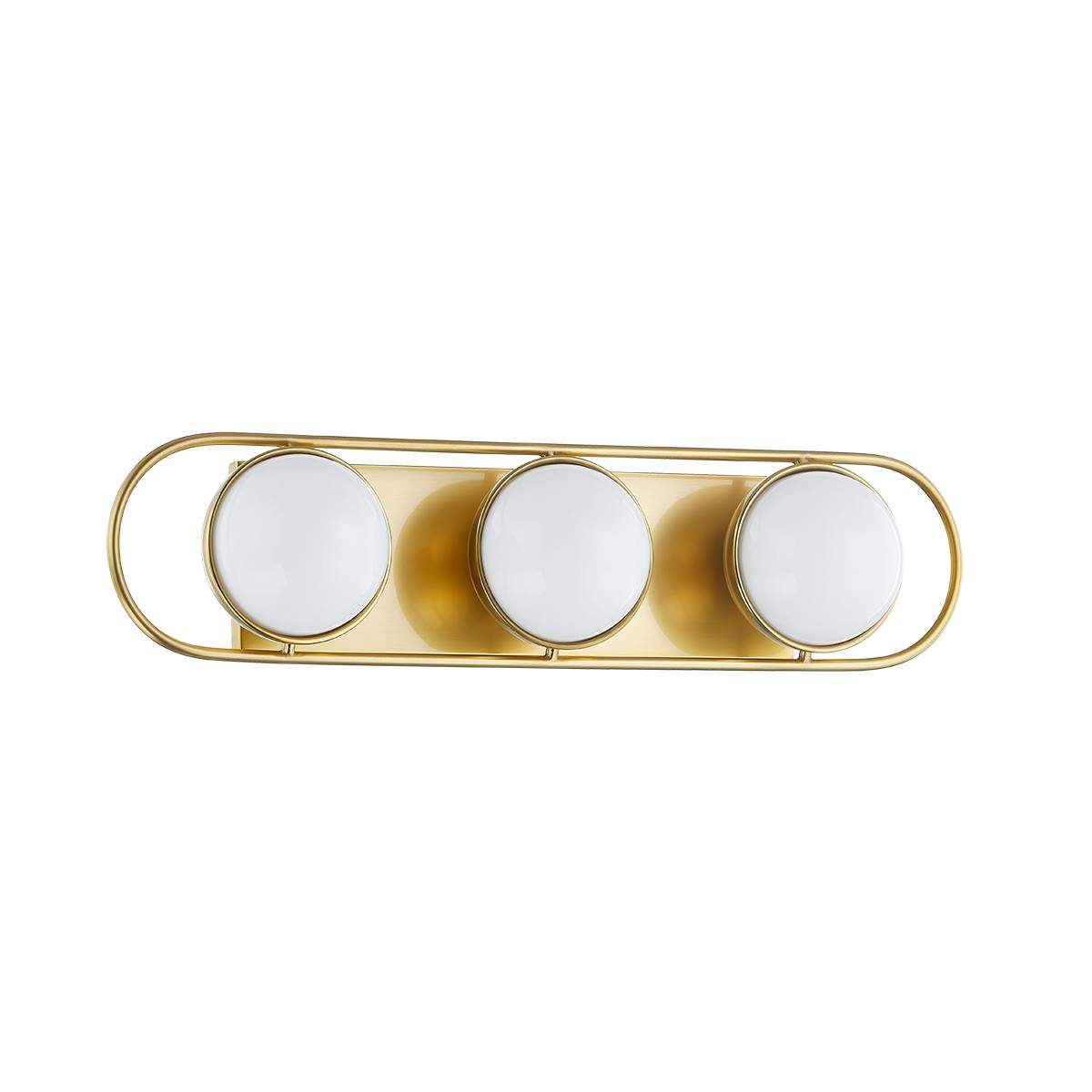Aged Brass Three Light Bath and Vanity from the Amy Collection