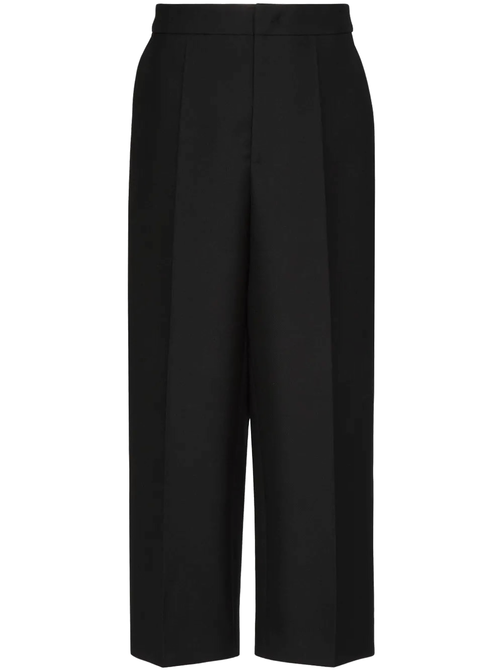 Cropped Wide-Leg Trousers — Black