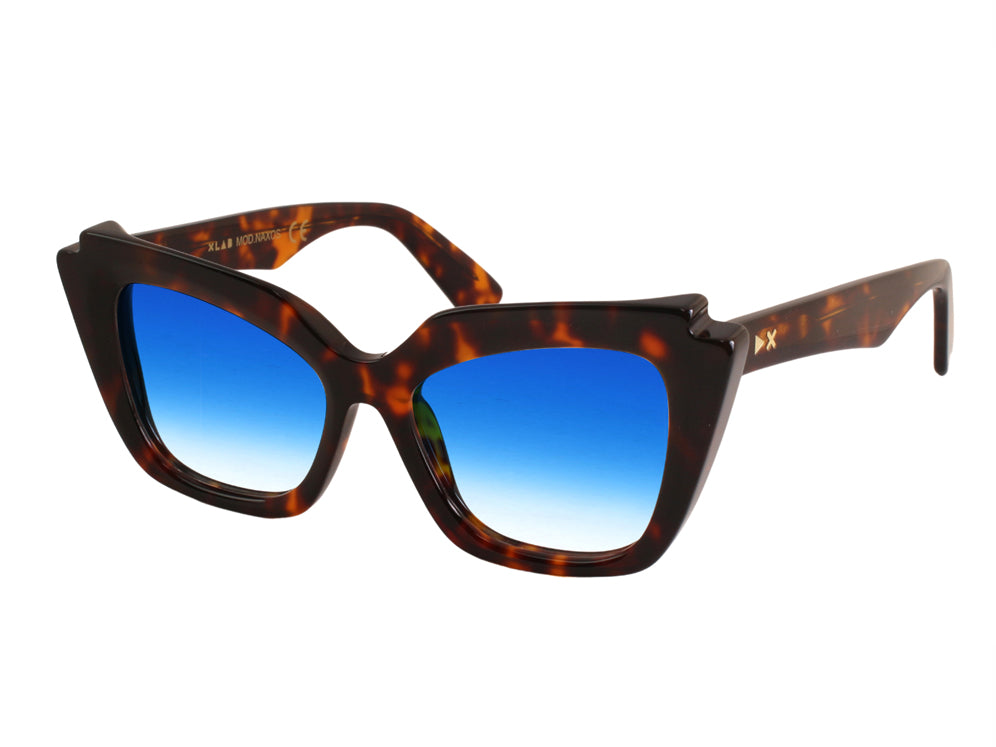 XLAB Donna XLAB Naxos Occhiali da sole Acetato Nero Azzurro Cat Eye Polarizzata