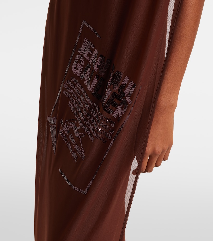 Sequined tulle maxi dress