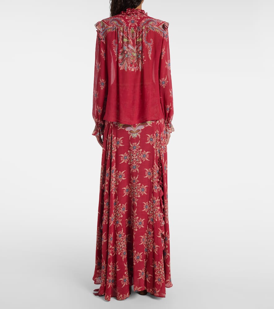 Printed crepon blouse