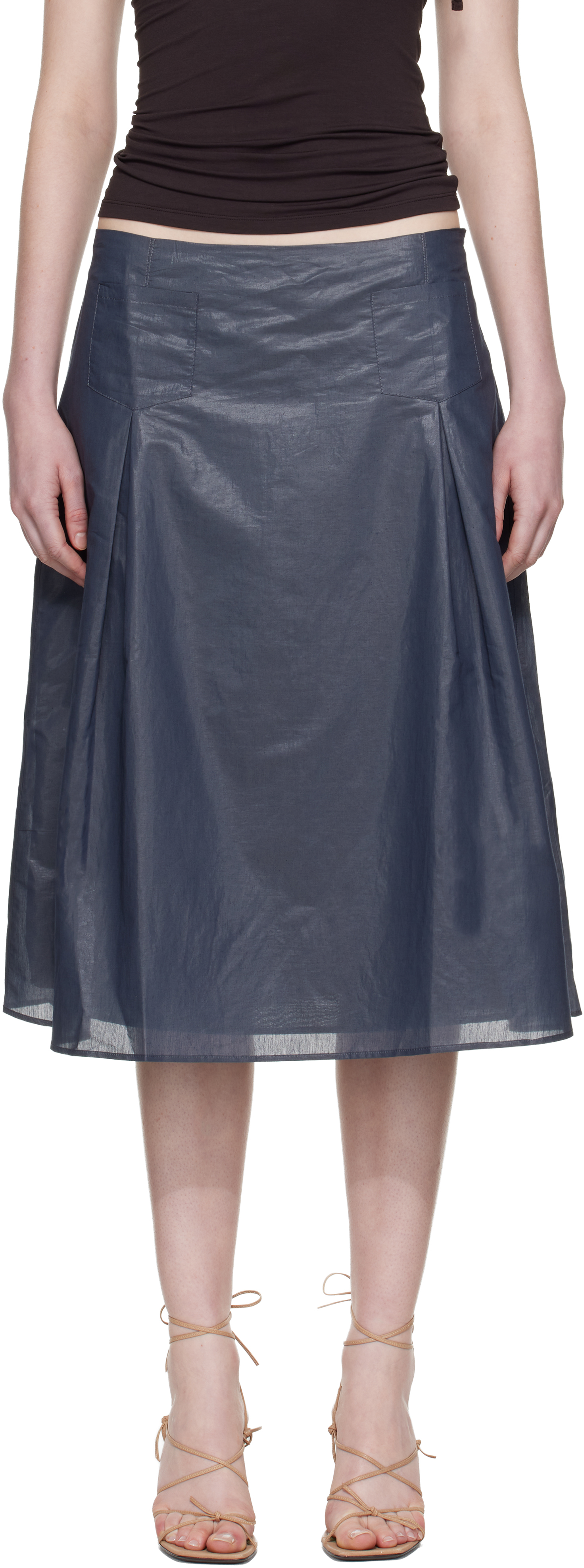 Navy Dimi Midi Skirt