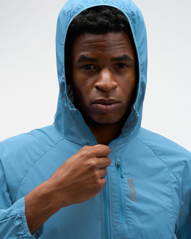 HOKA Men's SkyFlow Wind Jacket in Night Glow Blue