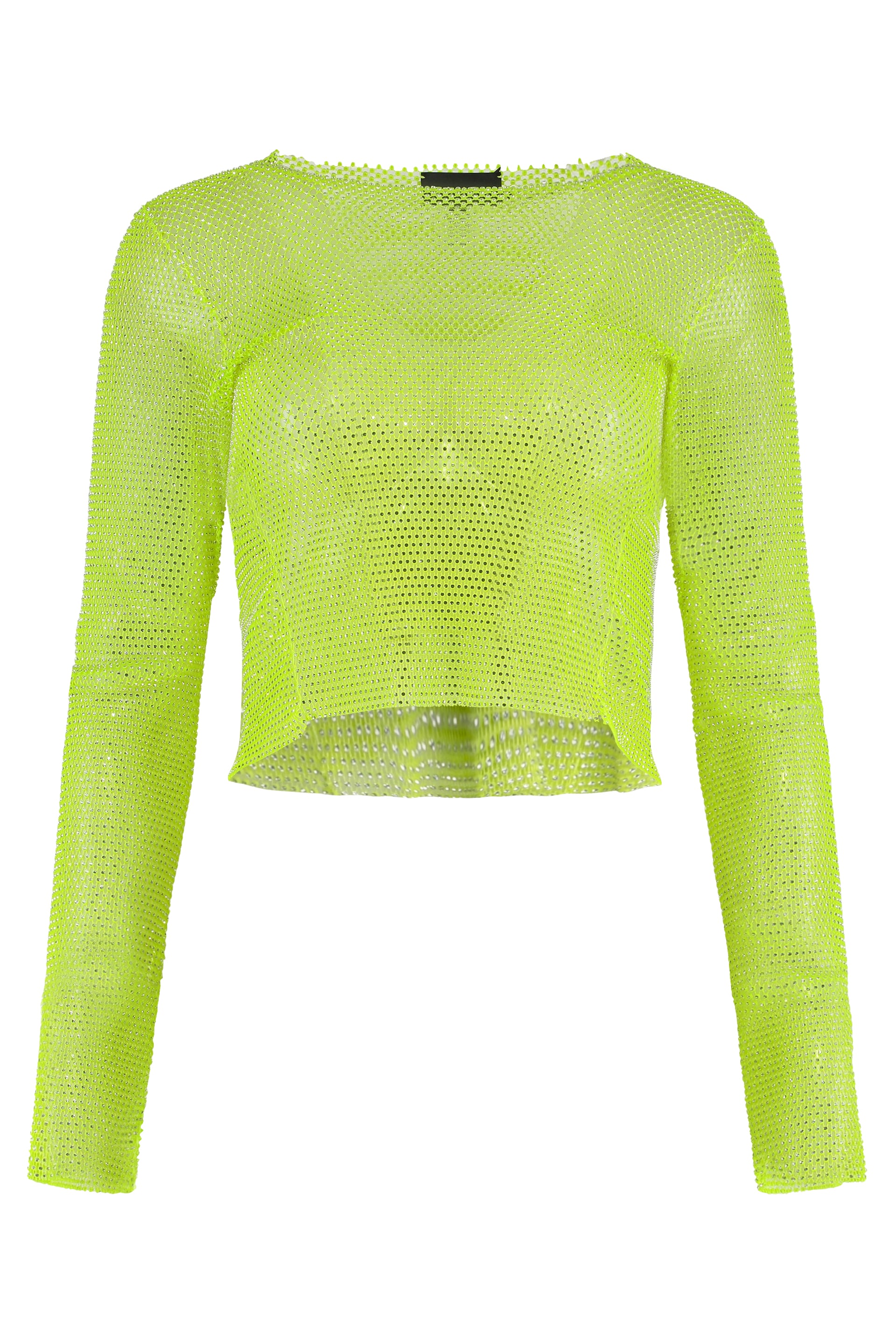 Open-Knit Mini Top with All-Over Rhinestones