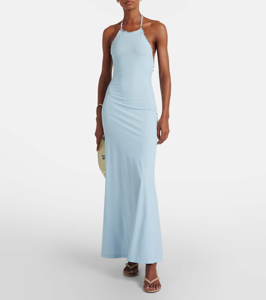 Embellished halterneck maxi dress