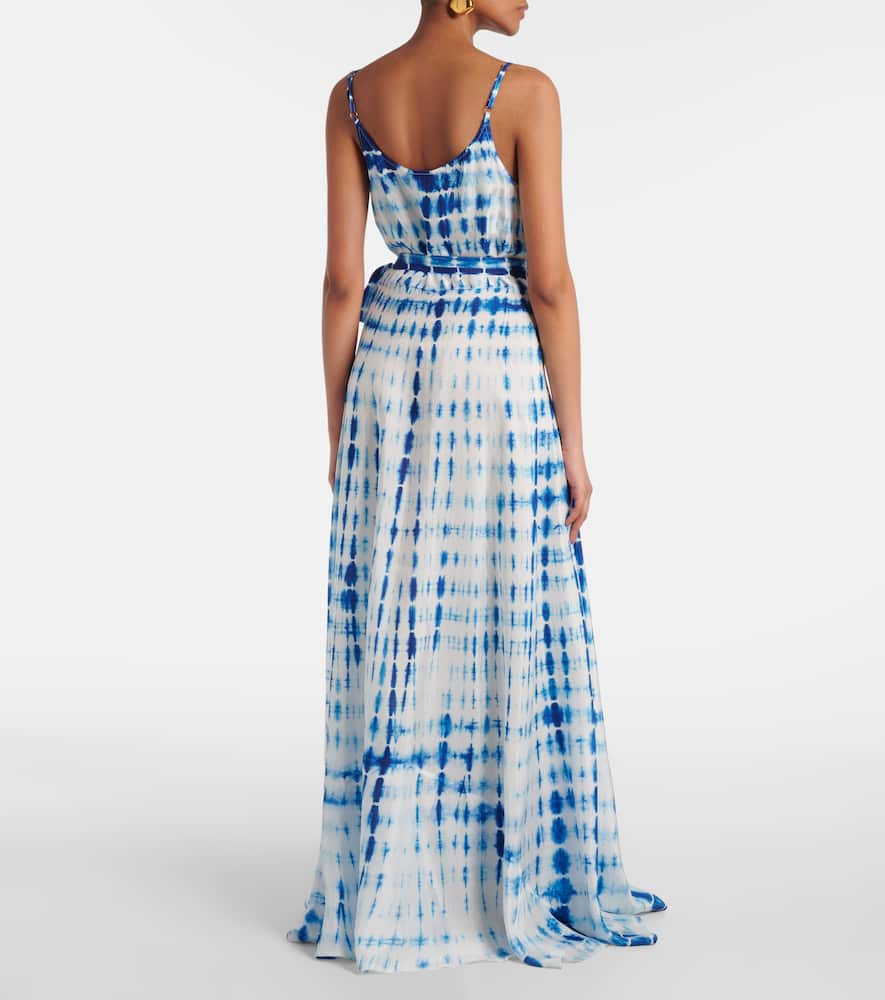 Tie-dye silk wrap dress