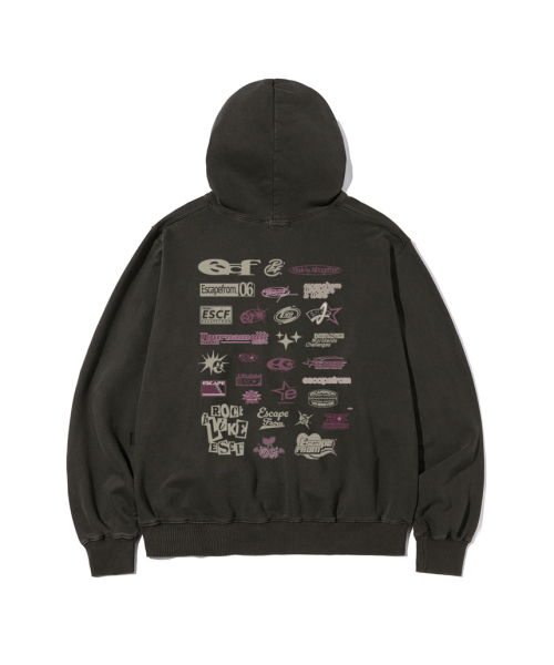 Logo Assembly Print Pigment Hoodie Charcoal