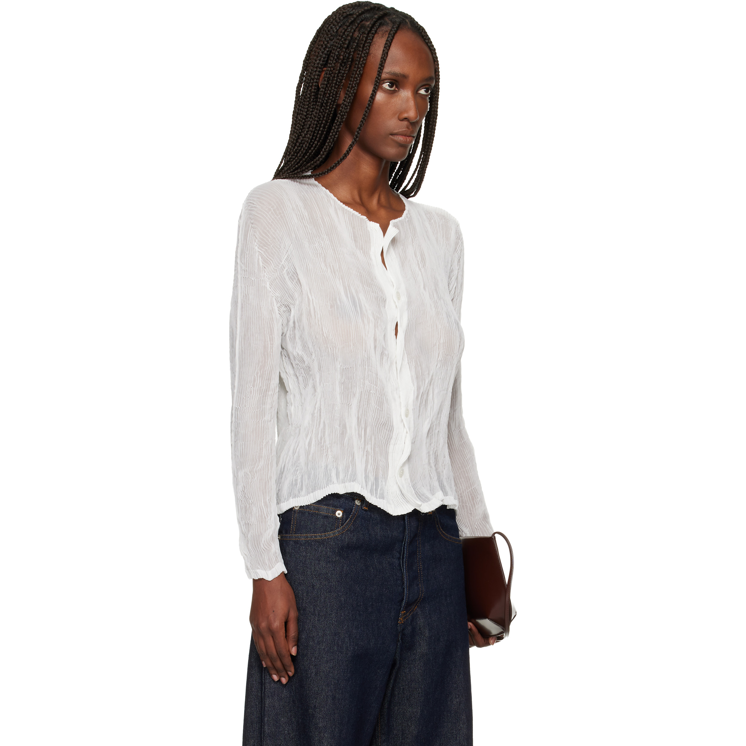 White Chiffon Twist Cardigan