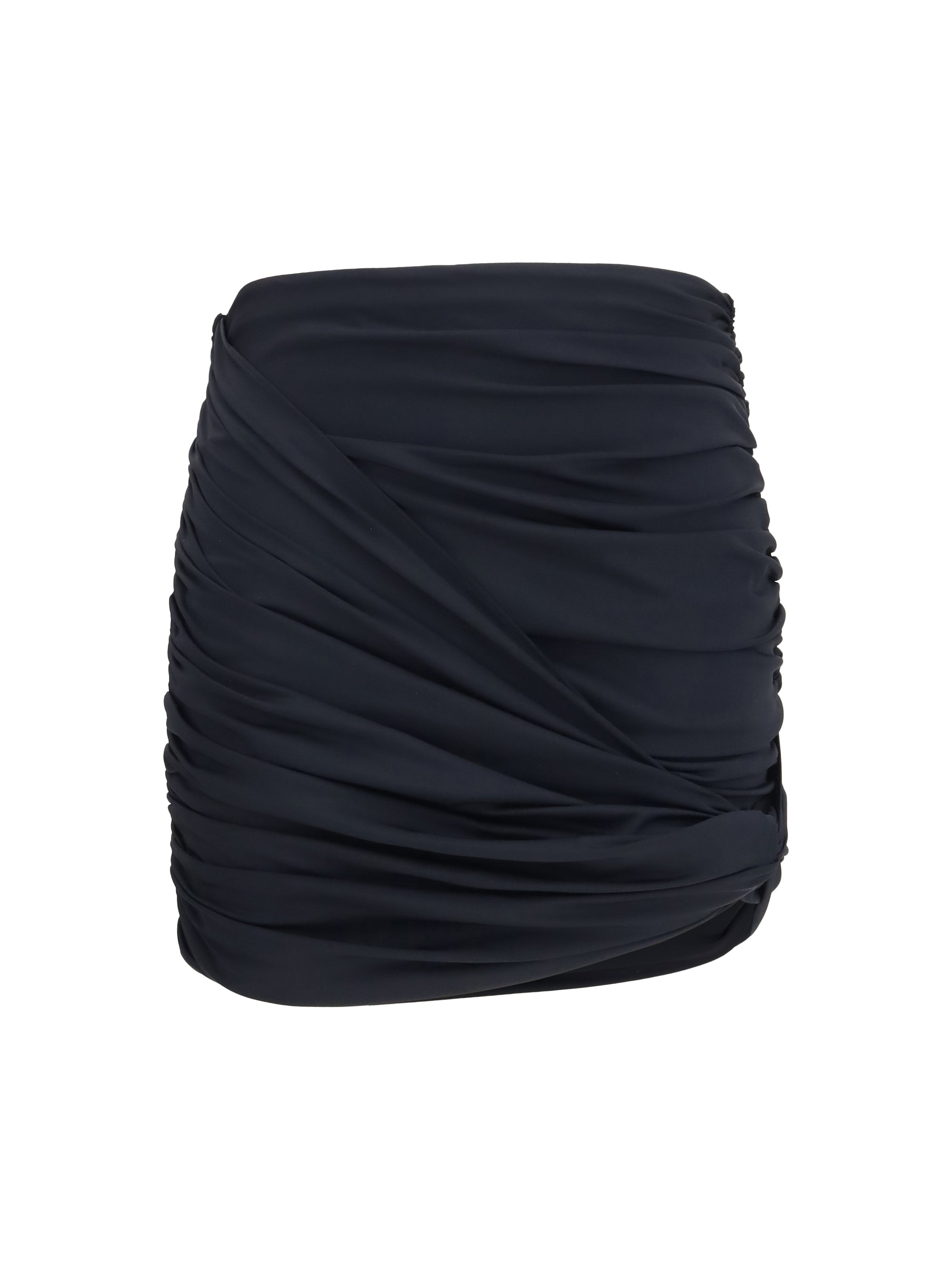Draped Swim Mini Skirt — Black